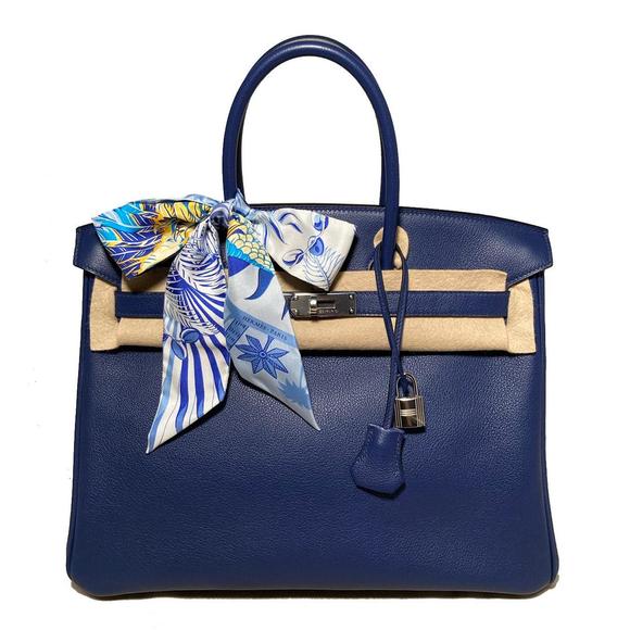 HERMES Rare Blue Sapphire Taurillon Novillo Sea Surf & Fun Birkin 35 - Picture 2 of 9